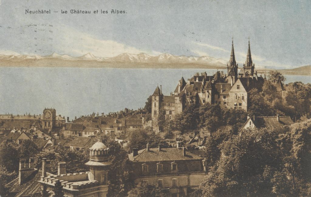 Neuchâtel, le Château et les Alpes