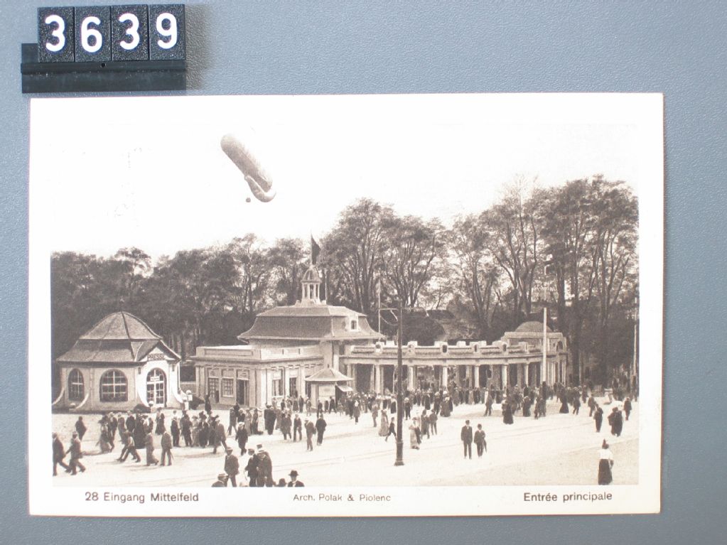 Swiss National Exhibition, 1914, Bern, entrance Mittelfeld, Arch. Polak & Piolenc = Entrée prinicipale