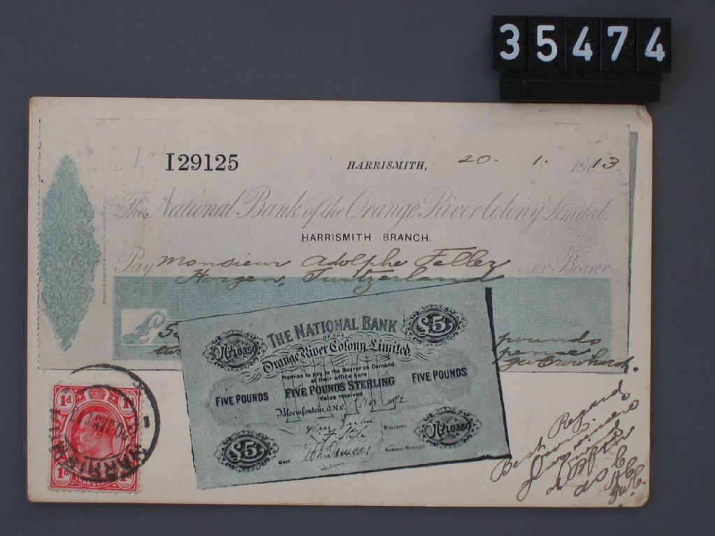 Harrismith, Harrismith Branch, The National Bank, Orange River Colony Limited Bank Note