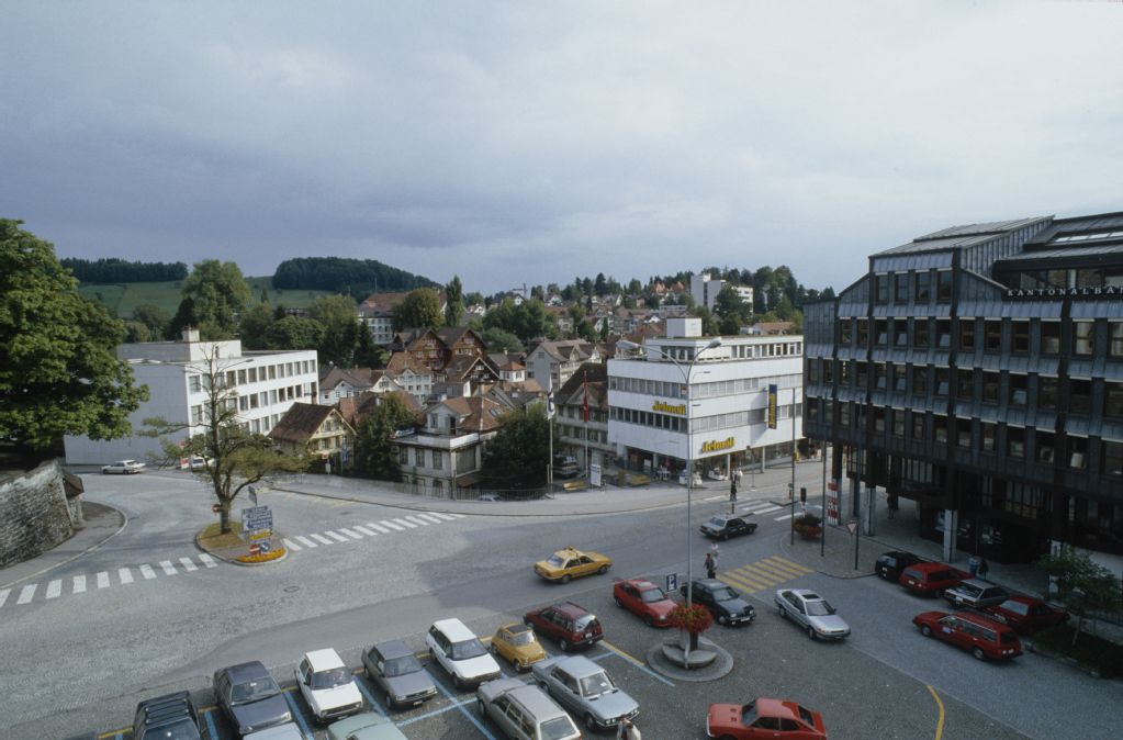 Herisau, view from the government building over the fruit market