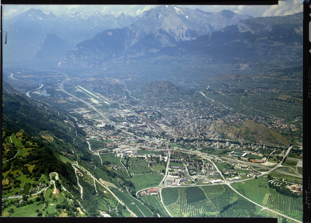 Sion and the Rhone valley, view to the west (W)