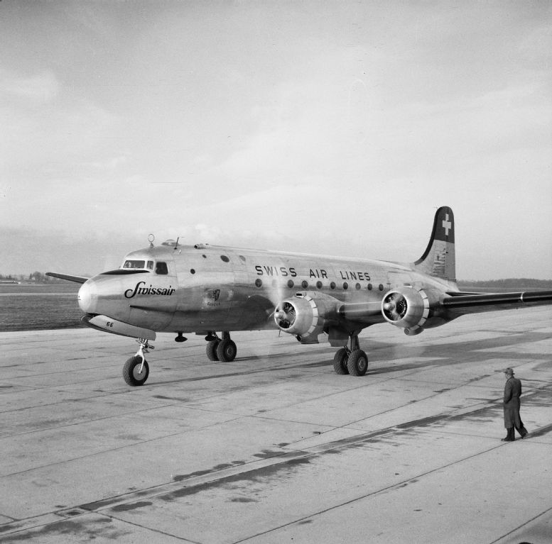 Douglas DC-4-1009 A, HB-ILA "Genève" on the ground at Geneva-Cointrin