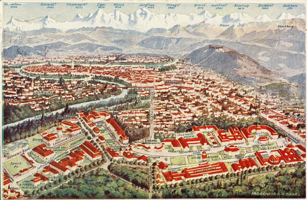 Swiss National Exhibition, 1914, Bern, Panorama of the National Exhibition and the City of Bern