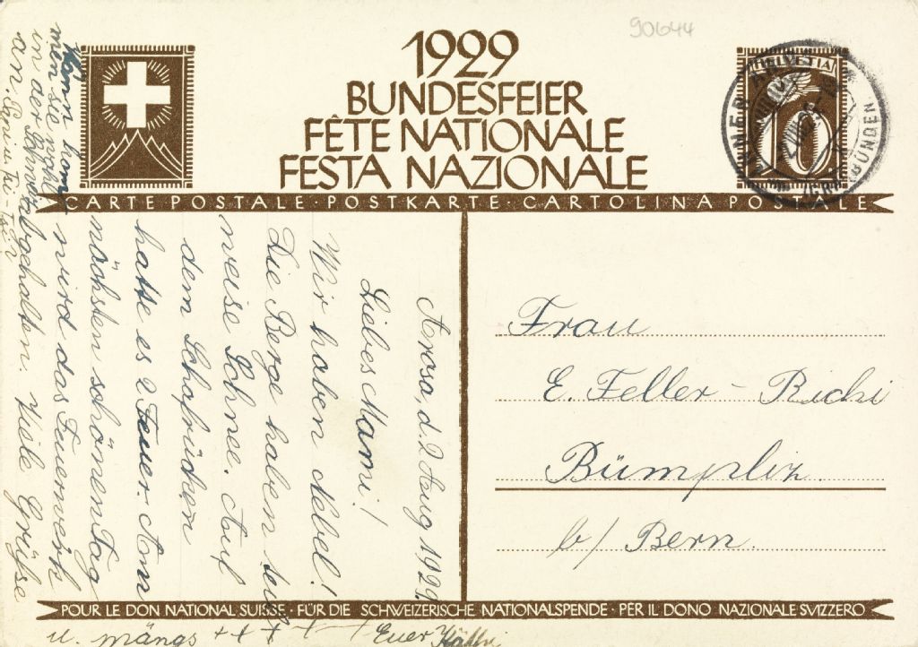 Federal celebration 1929, For the Swiss National Donation