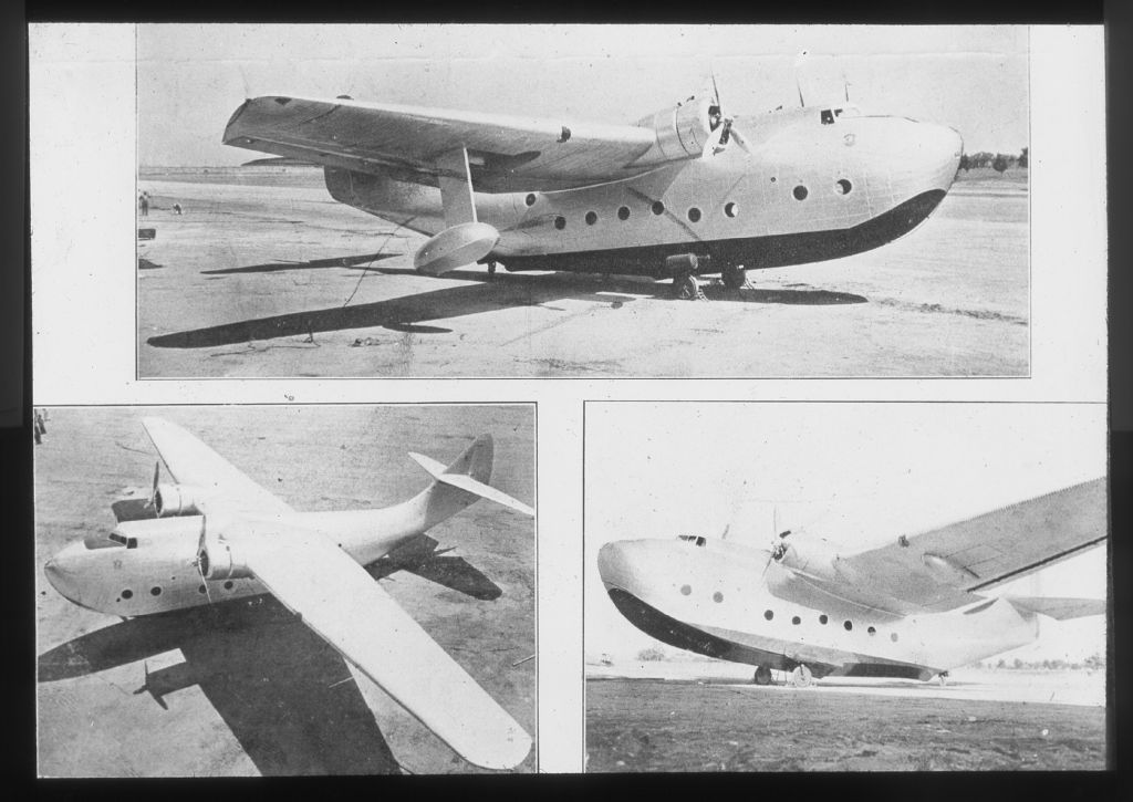 Douglas DF-151 Flugboot am Boden: 3 verschiedene Ansichten