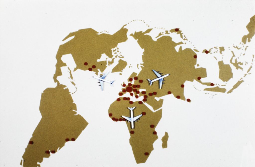 World map with Swissair destinations