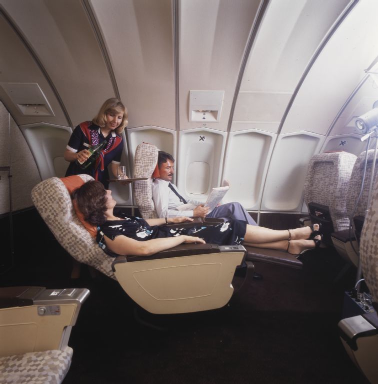 Slumberettes in the First Class Cabin Upper Deck of a Swissair Boeing 747-257