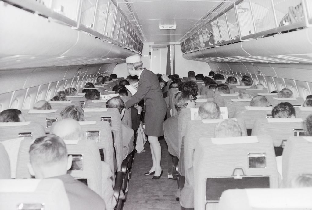 Cabin of the first Douglas DC-9 of Swissair