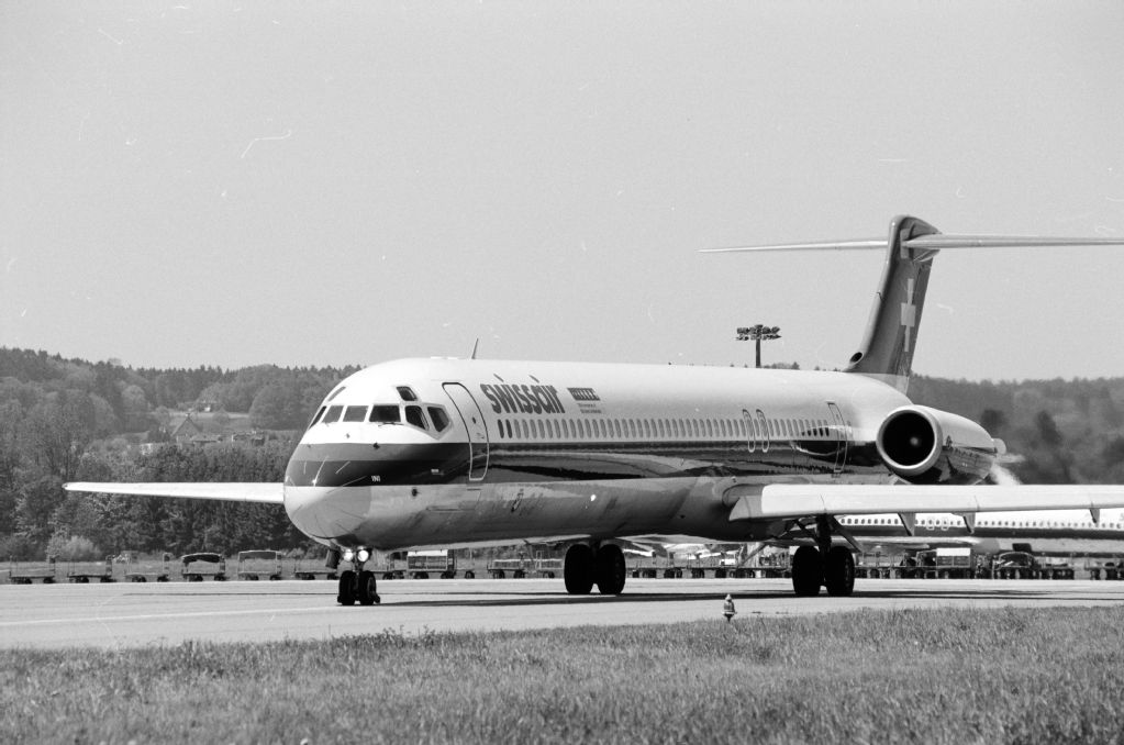 McDonnell Douglas DC-9-81, HB-INI "Kloten" on take-off from Zurich-Kloten