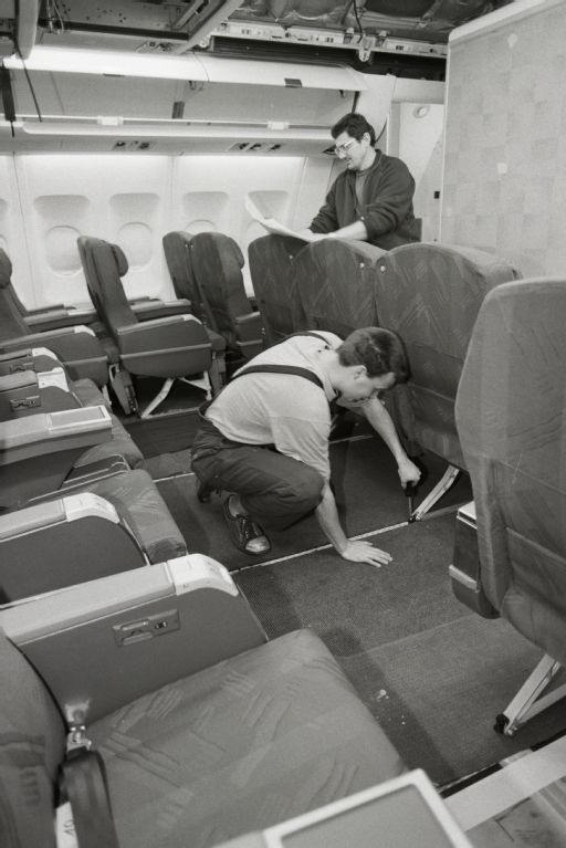 Chair assembly in the new cabin configuration of the Swissair Airbus A310