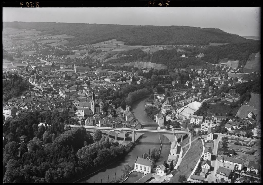 Baden, Limmat, Ennetbaden v. S. W. from 2000 m