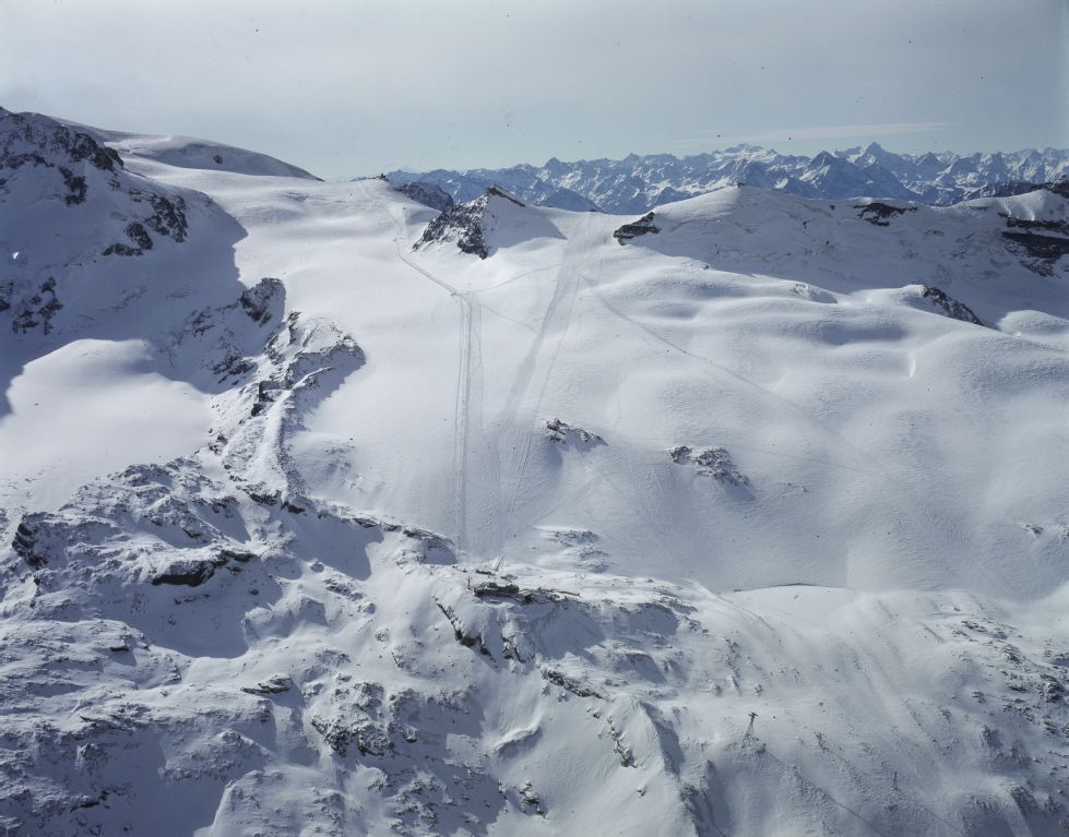 Zermatt, Trockener Steg, Upper Theodul glacier, Furgsattel, view to south-southwest (SSW)