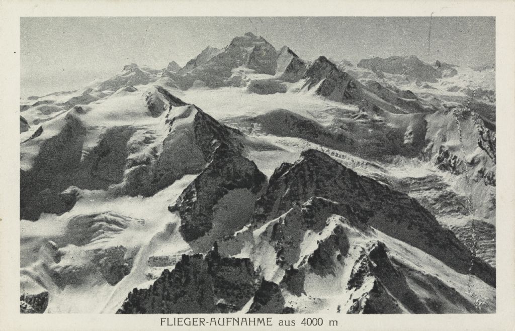 Aerial view from 4000 m, Balfrin-Nadelgrat-Dom-Breithorn from N