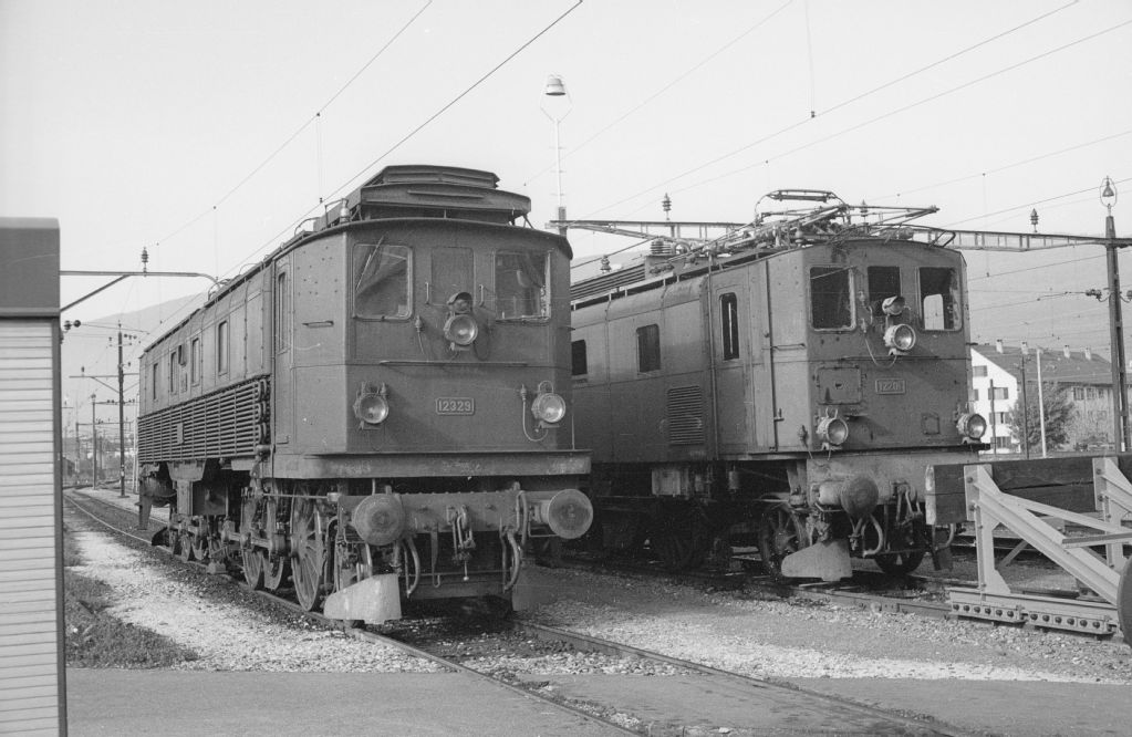 Biel, SBB depot, Be 4/6 12329, test loco Ae 3/5 12201 before scrapping
