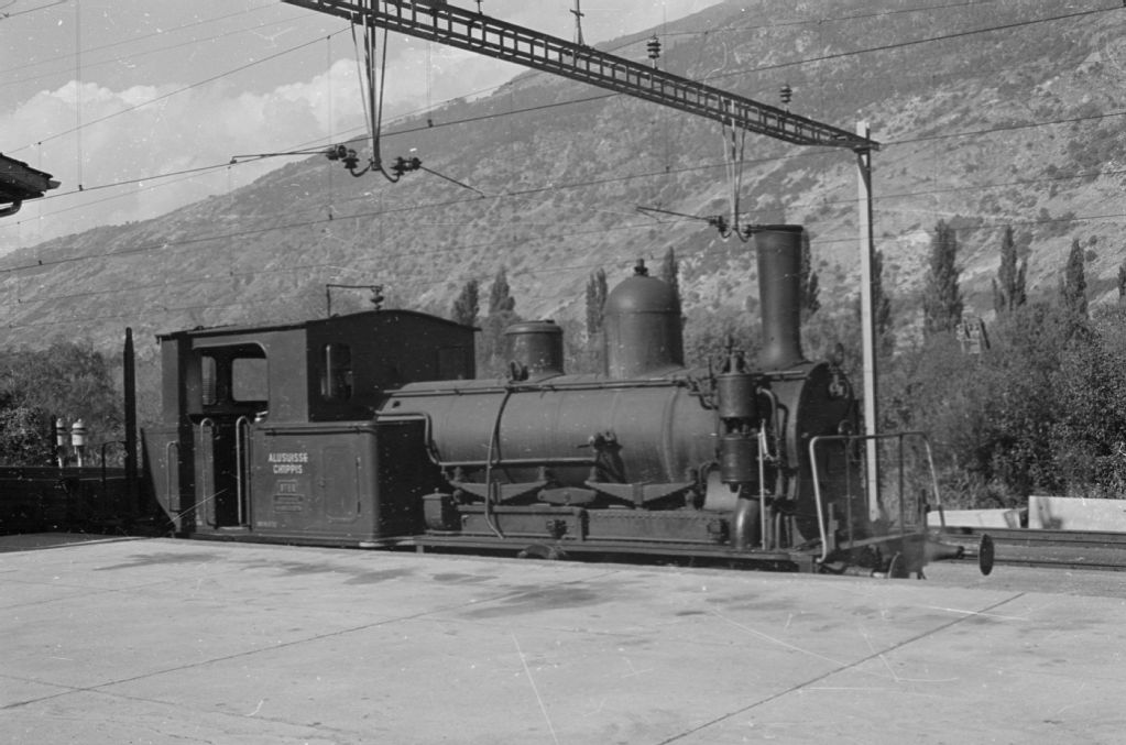 Gampel-Steg, works steam locomotive Steg of Alusuisse Chippis E3/3 with coal box attachment