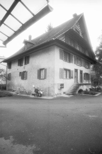 Obfelden, double dwelling house Stehlistrasse 7, view to southwest at south (SWbS)