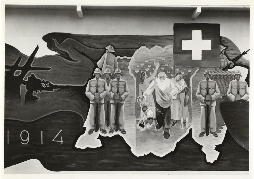 Swiss National Exhibition 1939 in Zurich, mural I: Höhenstrasse, mural by Fred Stauffer, Spiez