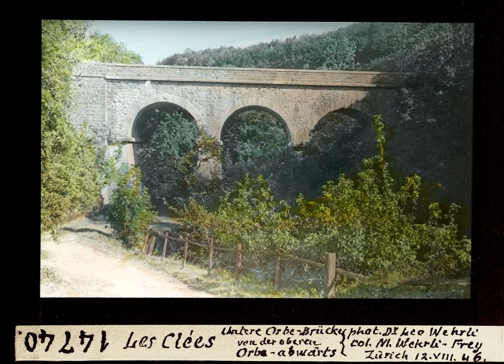 Les Clées, lower Orbe bridge from the upper one, Orbe downstream