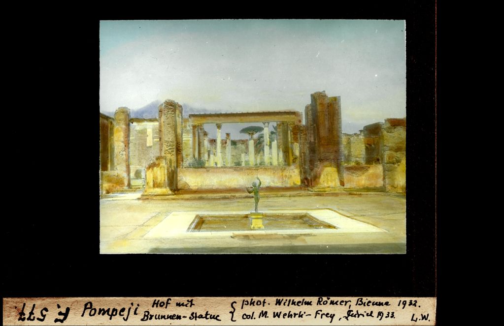 Pompeii, courtyard with fountain statue