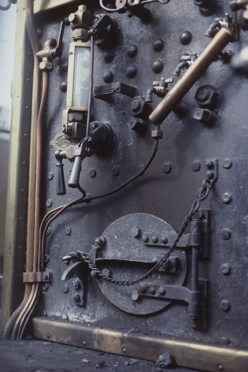 Denges, marshalling yard Lausanne Triage, vehicle show 1997, interior of the HWB steam locomotive Ec 3/3 No.5