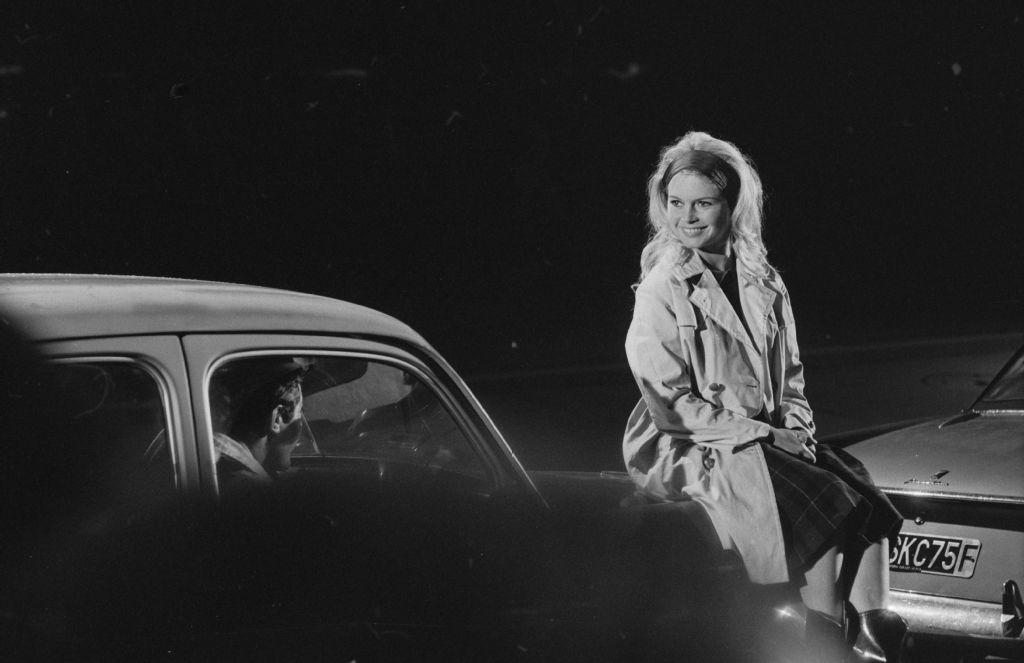 Brigitte Bardot und Marcello Mastroianni für den Filmdreh von "Vie privée" von Louis Malle in Genf