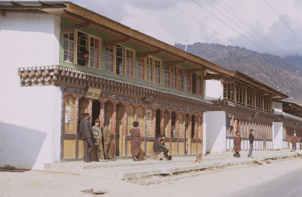 Bhutan, Bazaar houses in Thimphu
