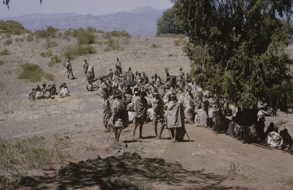 Ethiopia, Imrahana Christos, believers gather after the service