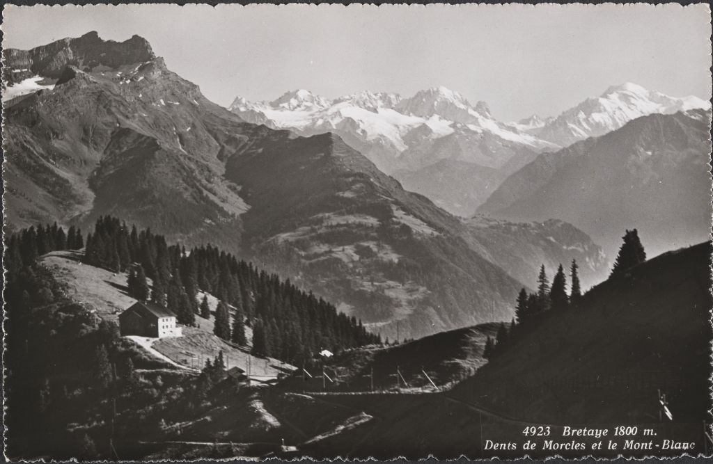 Bretaye 1800 m., Dents de Morcles et le Mont-Blanc