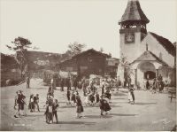 Geneva, National Exhibition 1896, children's dance performance on the church square