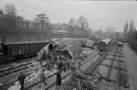 Wollishofen, railroad accident at the station, looking north (N)