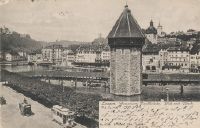 Lucerne, water tower, Kappel bridge, view to Gütsch