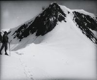 Austria, Wildspitze, climber in front of south summit of Wildspitze, view to approx. northwest (NW)