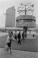 GDR, East Berlin, Alexanderplatz with Urania world time clock