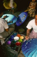Burma, Rangoon, umbrella painters
