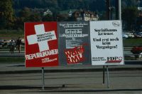 Zurich, Milchbuck bus stop, election posters