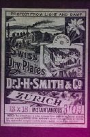 Swiss Dry Plates, Instantaneous, J. H. Smith & Co., Zurich, Packaging Label