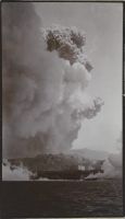 Sakurashima, E. Sakura, Sharp explosion at 10.43 of 15.3.1914. Seen from near Osumi. Heavy shower of small lapilli followed