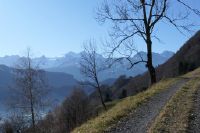 Above Lake Lungern near Blattis Turren with view of the Bernese Alps