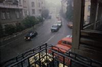 Zürch, Turnerstrasse, driving in the rain and hail