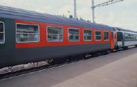 Bern, Swiss Federal Railways (SBB), press conference second class car, Bm RIC (side gangway car) with new color patterns and maquettes of the door position of the upcoming EW IV.