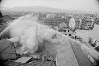 Zurich, Nordstrasse 25, blasting of factory and houses
