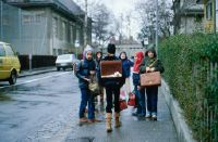 Zurich, Herrenbergstrasse, schoolchildren on their way to Scherr schoolhouse