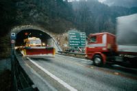 Gotthard, national road N2/highway A2, heavy traffic, tunnel entrance at Amsteg