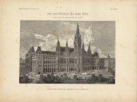 The new town hall [Rathaus] of the city of Vienna : perspective view of the main façade [Hauptfaçade] on Ringstrasse