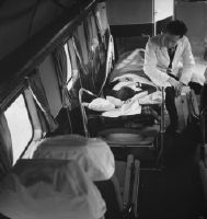 Patient transport in a Douglas DC-2 of Swissair