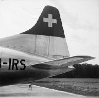 Tail of the Convair CV-240-11, HB-IRS "Glarus" in Zurich-Kloten
