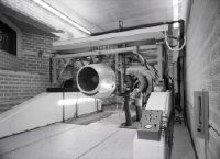 Test stand for jet engines at Zurich-Kloten with a Pratt & Whitney JT3 or JT4 engine for the Douglas DC-8