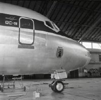 Douglas DC-9-15, HB-IFD "Glarus" in the arched hangar at Zurich-Kloten Airport