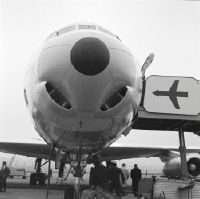 Bow of the McDonnell Douglas DC-8-62, HB-IDE "Genève" at Zurich-Kloten