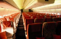 Empty first class cabin of a Douglas DC-10 of Swissair